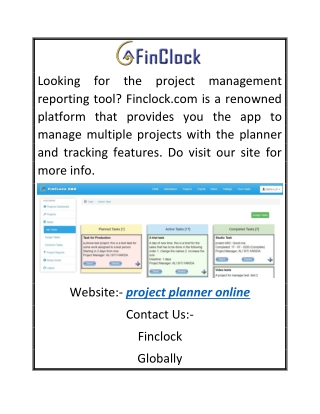 Project Planner Online | Finclock.com