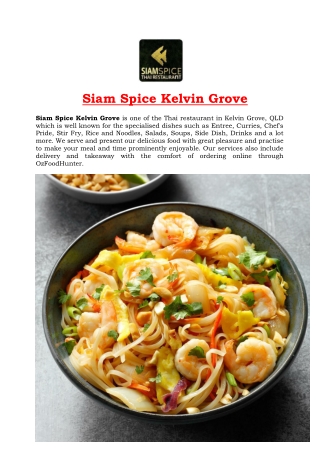 5% off - Siam Spice Thai Restaurant menu Kelvin Grove, QLD