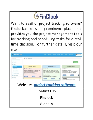 Project Tracking Software | Finclock.com