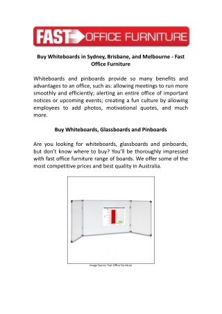 Buy Whiteboards in Sydney, Brisbane, and Melbourne - Fast Office Furniture