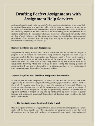 Drafting Perfect Assignments with Assignment Help Services