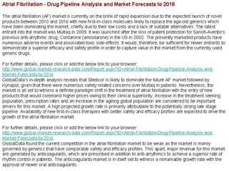 Atrial Fibrillation - Drug Pipeline Analysis and Market Fore