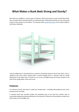 What Makes a Bunk Beds Strong and Sturdy