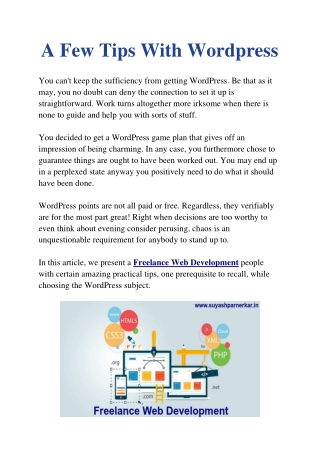 A Few Tips With Wordpress