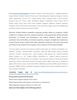 Electronic Warfare Market Demands, Analysis, Size, Trends, Revenue by 2028