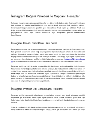 İnstagram Beğeni Paketleri İle Capcanlı Hesaplar