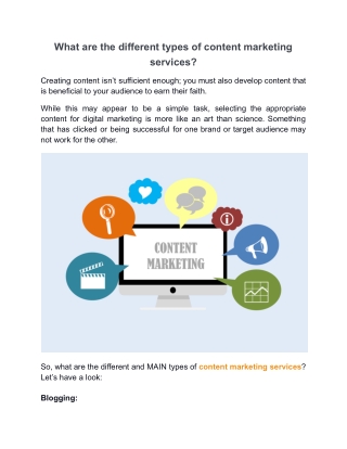 What are the different types of content marketing services?