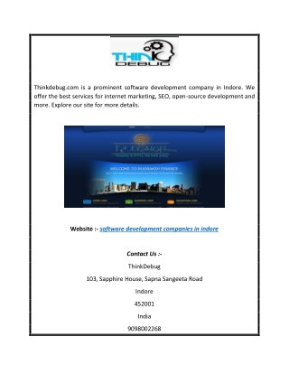 Software Development Companies in Indore Thinkdebug