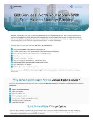 Get Services Worth Your Money with Spirit Airlines Manage Booking - Manage Airlines Booking