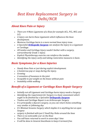 Best Knee Replacement Surgery in Delhi and NCR
