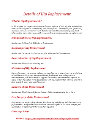 Details of Hip Replacement