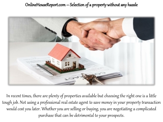 OnlineHouseReport.com – Selection of a property without any hassle