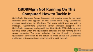 QBDBMgrn Not Running On This Computer! How to Tackle It