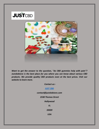 Do Cbd Gummies Help With Pain? | Justcbdstore.com