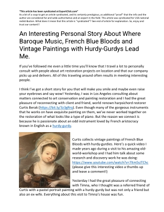 An Interesting Personal Story About Where Baroque Music, French Blue Bloods an