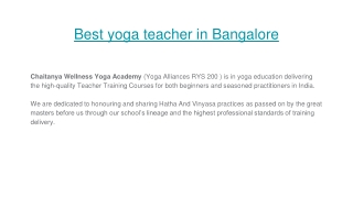 Best yoga teacher in Bangalore