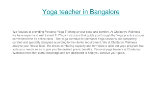 Yoga teacher in Bangalore