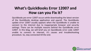 What’s QuickBooks Error 12007 and How can you Fix it?