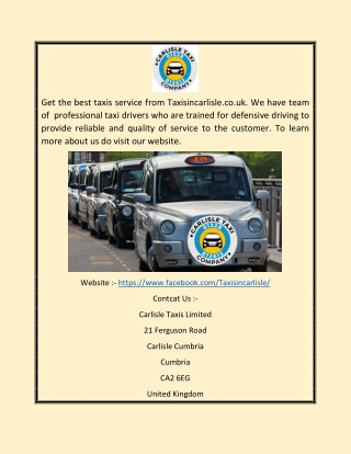 Carlisle Taxi | Taxisincarlisle.co.uk