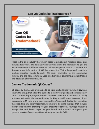 Can QR Codes be Trademarked