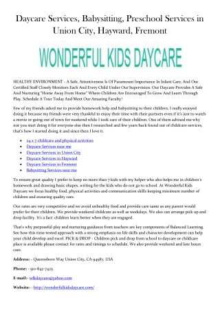 24 x 7 childcare and physical activities