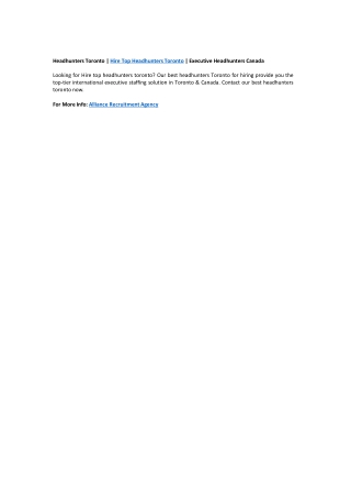 Hire top headhunters toronto