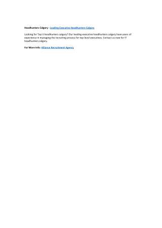 Leading executive headhunters calgary