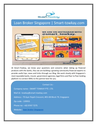 Loan Broker Singapore | Smart-towkay.com