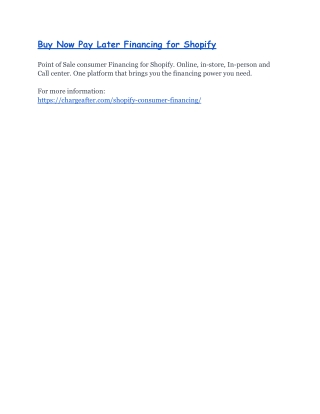 Buy Now Pay Later Financing for Shopify