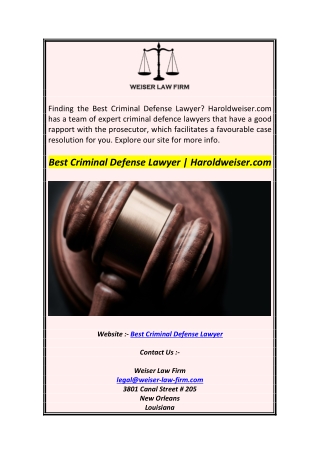 Best Criminal Defense Lawyer  Haroldweiser.com