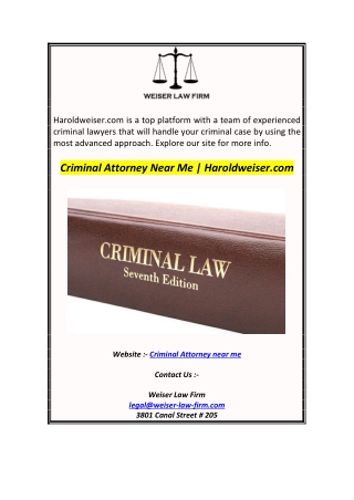 Criminal Attorney Near Me  Haroldweiser.com