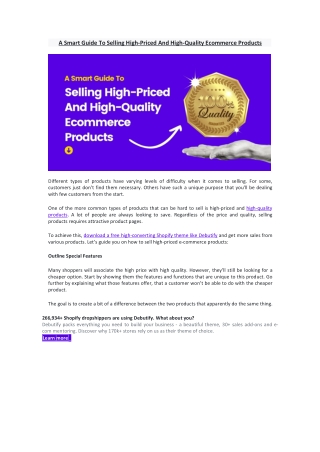 A Smart Guide To Selling High-Priced And High-Quality Ecommerce Products