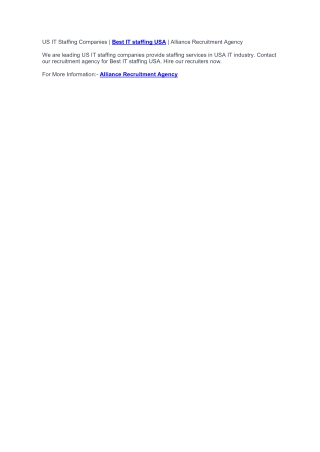 US IT Staffing Companies | IT Staffing USA | Alliance Recruitment Agency