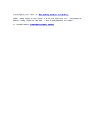 Staffing Agency In Riverside CA - Staffing Solutions Riverside CA