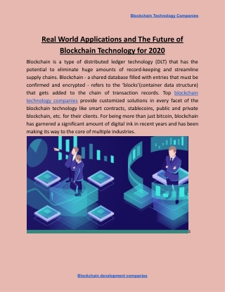 Real World Applications and The Future of Blockchain Technology for 2020