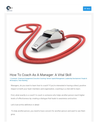 How To Coach As A Manager A Vital Skill