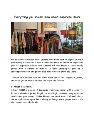 Everything you should know about Japanese Haori