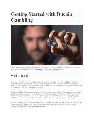 Getting Started with Bitcoin Gambling