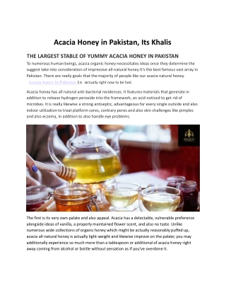 Acacia Honey in Pakistan - Its Khalis