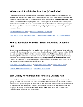 Where to Buy Raw Indian Hair Online | Chandra Hair