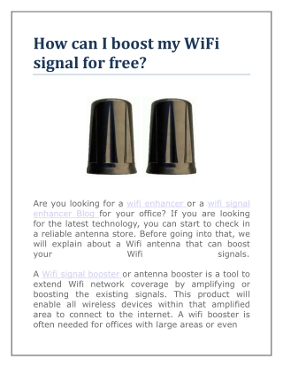 How can I boost my WiFi signal for free
