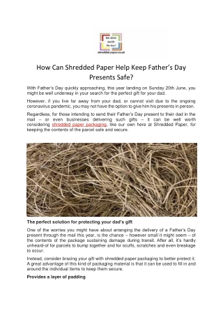 How Can Shredded Paper Help Keep Father’s Day Presents Safe