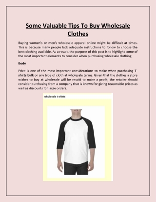 Some Valuable Tips To Buy Wholesale Clothes