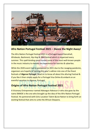 Afro Nation Portugal Festival 2021 - Dance the Night Away!
