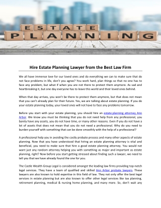 Hire Estate Planning Lawyer from the Best Law Firm