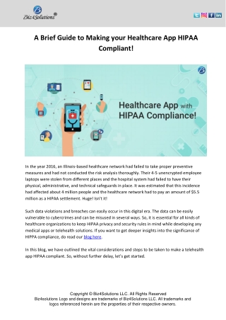 A Brief Guide to Making your Healthcare App HIPAA Compliant!