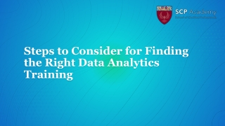 Steps to Consider for Finding the Right Data Analytics Training