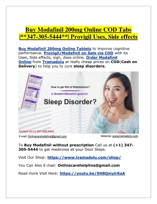 Modafinil Cash on Delivery C.O.D