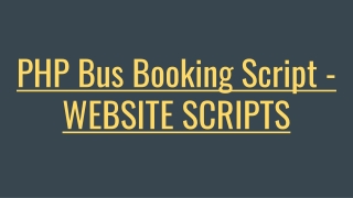 PHP Bus Booking Script - WEBSITE SCRIPTS