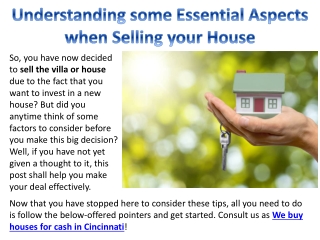 Understanding some Essential Aspects when Selling your House